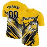 Custom Yellow Black-White Handball Performance T-Shirt