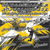 Custom Black Yellow-White Handball Grunge Performance T-Shirt