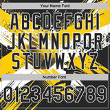 Custom Black Yellow-White Handball Grunge Performance T-Shirt
