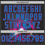 Custom Black Blue-Pink Table Tennis Splash Ink Performance T-Shirt