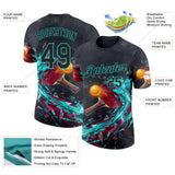 Custom Black Red-Ice Blue Table Tennis Performance T-Shirt