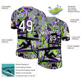 Custom Gray White Purple Green-Black Parkour Streetwear Graffiti Performance T-Shirt