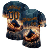 Custom Shadow Blue Black-Texas Orange Cornhole Performance T-Shirt