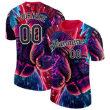 Custom Red Black Blue-White Boxing Lightning Performance T-Shirt