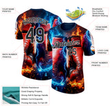 Custom Red Black Blue-White Boxing Lightning Performance T-Shirt