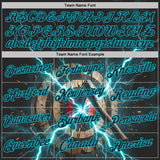 Custom Black Blue-Lakes Blue Axe Throwing Lightning Performance T-Shirt
