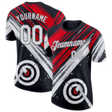 Custom Black White Red-Steel Gray Axe Throwing Performance T-Shirt