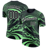 Custom Green Black-White Inline Skating Performance T-Shirt
