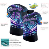 Custom Black Purple Blue-White Inline Skating Performance T-Shirt