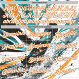 Custom White Black Blue-Orange Skiing Grunge Performance T-Shirt