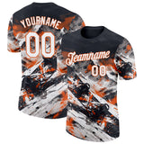 Custom Black White-Orange Skiing Performance T-Shirt