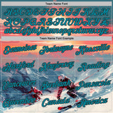Custom Blue Teal-Black Skiing Performance T-Shirt