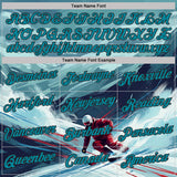Custom Blue Teal-Black Skiing Performance T-Shirt