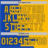 Custom Stitched Gold Thunder Blue-Black Color Block Split Speed Stripes Pullover Sweatshirt Hoodie