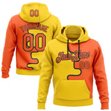 Custom Stitched Yellow Orange-Black Color Block Split Wavy Line Pullover Sweatshirt Hoodie