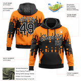 Custom Stitched Black Bay Orange-White Color Block Split Dripping Paint Pullover Sweatshirt Hoodie