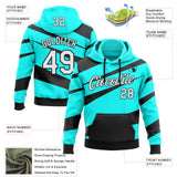 Custom Stitched Blue White-Black Color Block Diagonal Stripes Pullover Sweatshirt Hoodie