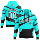 Custom Stitched Blue White-Black Color Block Diagonal Stripes Pullover Sweatshirt Hoodie
