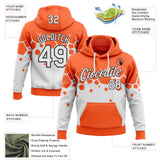 Custom Stitched Orange White-Black Color Block Geometric Split Honeycomb Hexagon Pullover Sweatshirt Hoodie