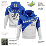 Custom Stitched Thunder Blue White-Black Color Block Split Brush Stroke Pullover Sweatshirt Hoodie