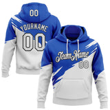 Custom Stitched Thunder Blue White-Black Color Block Split Brush Stroke Pullover Sweatshirt Hoodie
