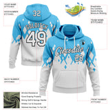 Custom Stitched Sky Blue White-Black Color Block Geometric Split Diamond Shards Pullover Sweatshirt Hoodie