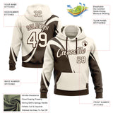 Custom Stitched Cream-Brown Color Block Split Curved Diagonal Cut Pullover Sweatshirt Hoodie