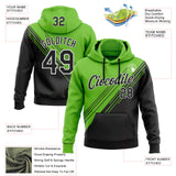 Custom Stitched Aurora Green Black-White Color Block Split Speed Stripes Pullover Sweatshirt Hoodie