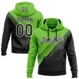 Custom Stitched Aurora Green Black-White Color Block Split Speed Stripes Pullover Sweatshirt Hoodie