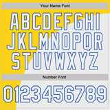 Custom Stitched Yellow White-Thunder Blue Color Block Geometric Split Pullover Sweatshirt Hoodie