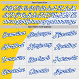 Custom Stitched Yellow White-Thunder Blue Color Block Geometric Split Pullover Sweatshirt Hoodie