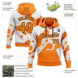 Custom Stitched Bay Orange White-Black Color Block Fluid Splatter Pullover Sweatshirt Hoodie