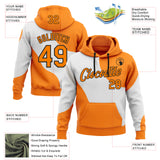 Custom Stitched Bay Orange White-Black Color Block Geometric Split Pullover Sweatshirt Hoodie