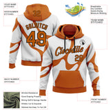 Custom Stitched Texas Orange White-Black Color Block Liquid Wave Pullover Sweatshirt Hoodie