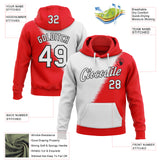Custom Stitched Fire Red White-Black Color Block Split Speed Stripes Pullover Sweatshirt Hoodie