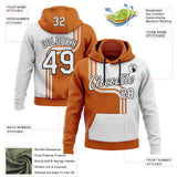Custom Stitched Texas Orange White-Black Color Block Split Speed Stripes Pullover Sweatshirt Hoodie