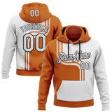 Custom Stitched Texas Orange White-Black Color Block Split Speed Stripes Pullover Sweatshirt Hoodie