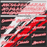 Custom Stitched Black White-Fire Red Color Block Split Brush Stroke Pullover Sweatshirt Hoodie