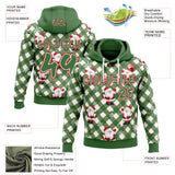 Custom Aurora Green White-Red Christmas Santa Claus Plaid Snowflakes Pullover Sweatshirt Hoodie