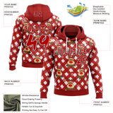 Custom Red White-Black Christmas Reindeer Plaid Snowflakes Pullover Sweatshirt Hoodie