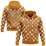 Custom Texas Orange White-Black Christmas Gingerbread Man Plaid Snowflakes Pullover Sweatshirt Hoodie