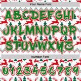 Custom White Grass Green-Fire Red Christmas Tree Fair Isle Reindeer Pullover Sweatshirt Hoodie