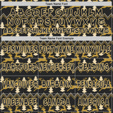 Custom Black Cream-Old Gold Christmas Tree Fair Isle Reindeer Pullover Sweatshirt Hoodie
