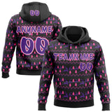 Custom Black Purple Pink-White Christmas Tree Fair Isle Reindeer Pullover Sweatshirt Hoodie
