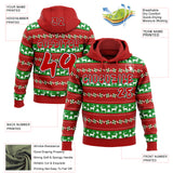 Custom Red Grass Green White-Black Christmas Tree Fair Isle Reindeer Pullover Sweatshirt Hoodie