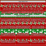 Custom Red Grass Green White-Black Christmas Tree Fair Isle Reindeer Pullover Sweatshirt Hoodie