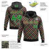Custom Black Grass Green Red-White Christmas Plaid Checkered Pattern Pullover Sweatshirt Hoodie