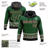 Custom Green White Red-Black Christmas Tree Fair Isle Reindeer Pullover Sweatshirt Hoodie