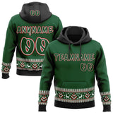 Custom Green White Red-Black Christmas Tree Fair Isle Reindeer Pullover Sweatshirt Hoodie