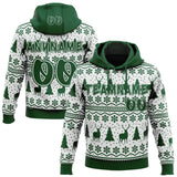 Custom White-Green Ugly Christmas Sweater Pullover Sweatshirt Hoodie